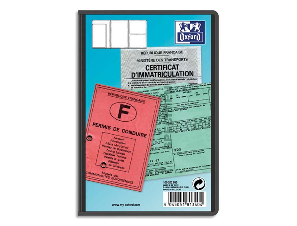 Étui protection elba pvc 20/100e 95x145mm spécifique multi-papiers voiture