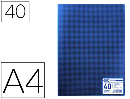 Protège-documents elba memphis polypropylène couverture semi-rigide 20 pochettes 40 vues a4 210x297mm coloris bleu