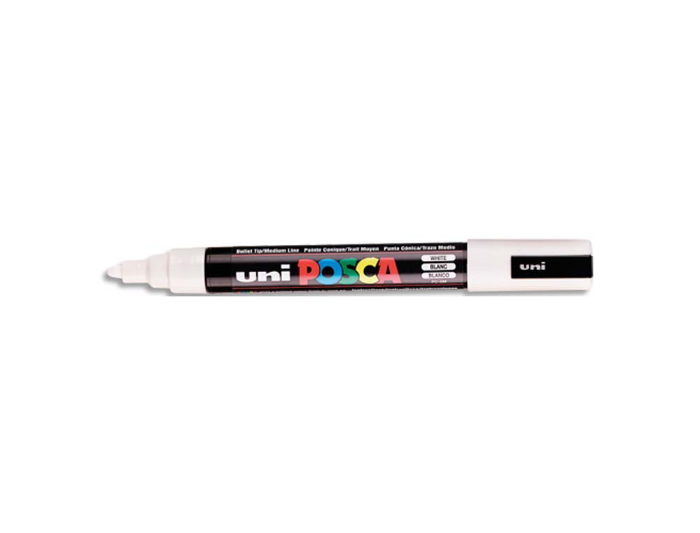 Marqueur posca pc5m gouache encre inodore toutes surfaces pointe moyenne conique couleur opaque couvrante blanc
