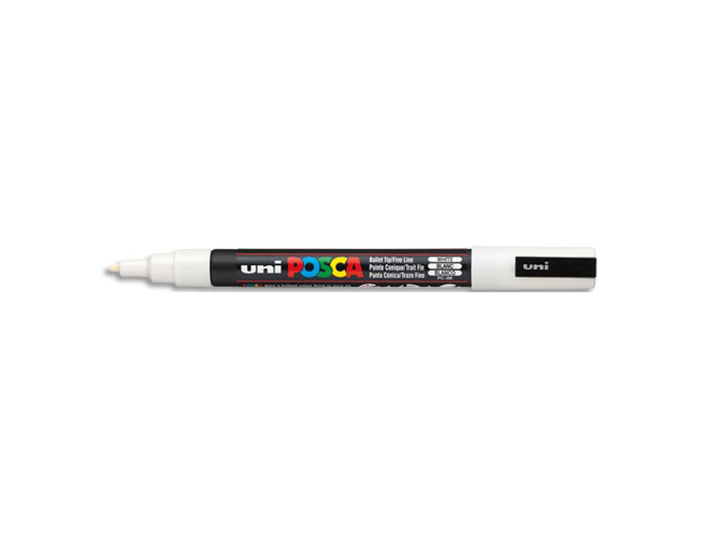 Marqueur posca pc3m gouache encre inodore toutes surfaces pointe fine conique couleur opaque couvrante blanc