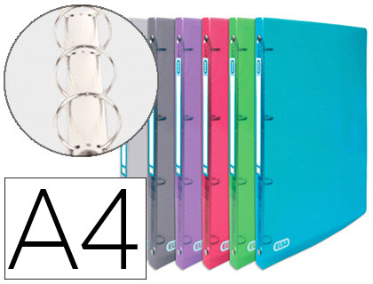 Classeur oxford hawaï 4 anneaux ronds 15mm polypropylène supérieur 10/10e 310x245mm dos 20mm étiquette dos incolore