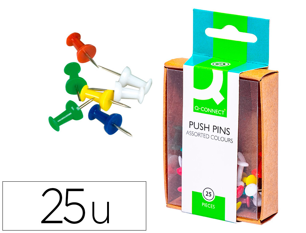 Punaise q-connect épingle mémo coloris assortis boîte 25 unités