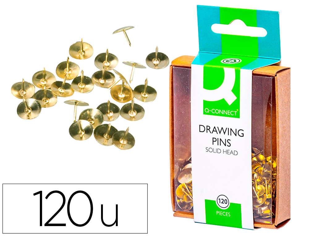 Punaise q-connect laiton diamètre 10mm boîte plastique 120 unités