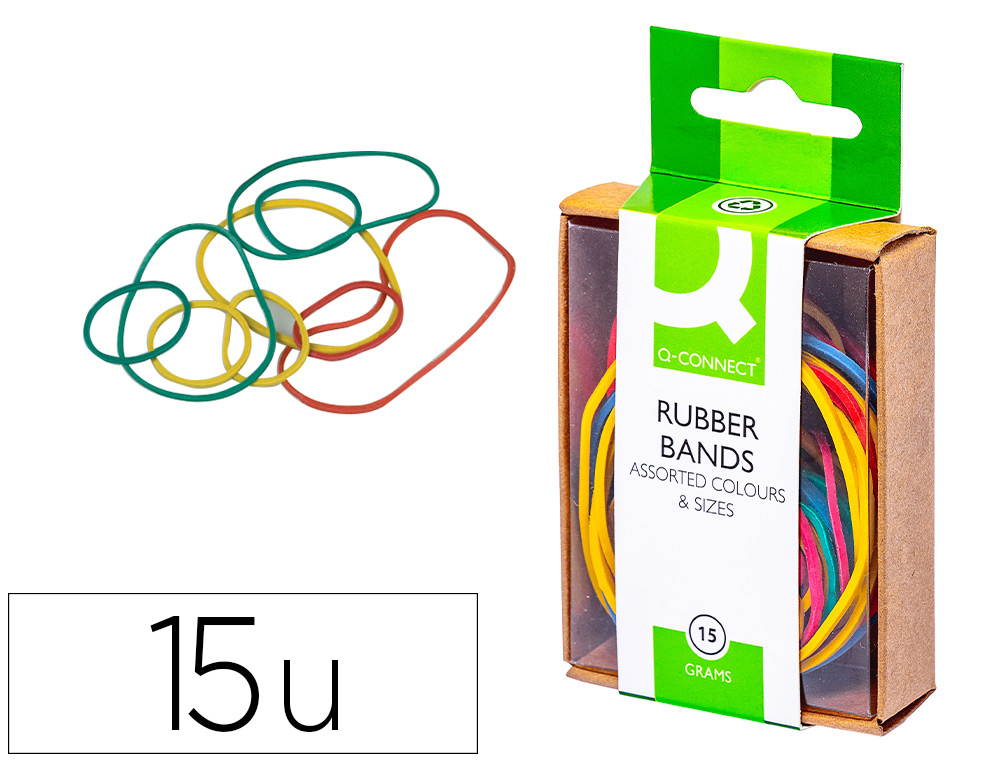 Bracelet caoutchouc q-connect 4mm et 80mm coloris assortis boîte distributrice 15g