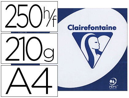 Papier clairefontaine clairalfa extra blanc a4 210g/m2 blancheur 170 opacité 93 rigidité 135 toucher satiné 250 feuilles