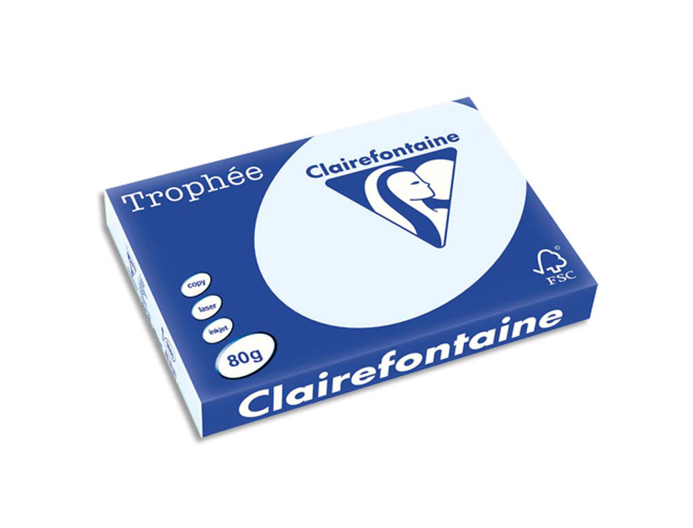 Papier couleur clairefontaine trophée multifonction a3 80g/m2 bleu pastel paquet 500 feuilles