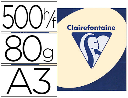 Papier couleur clairefontaine trophée multifonction a3 80g/m2 couleurs vives ivoire paquet 500 feuilles