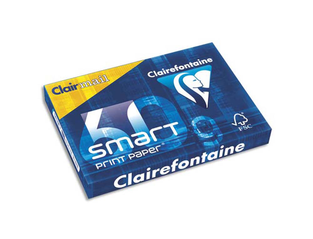 Papier clairefontaine smart print a4 60g/m2 gros tirage blancheur 168 opacité 87 rigidité 70 500 feuilles