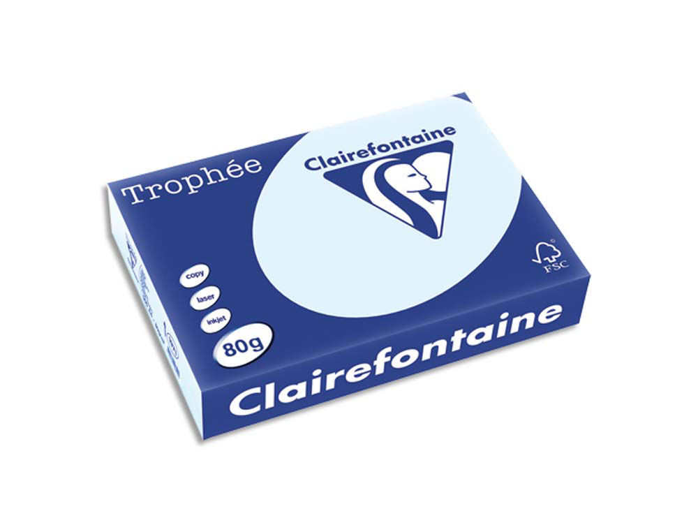 Papier couleur clairefontaine trophée multifonction a4 80g/m2 bleu pastel paquet 500 feuilles