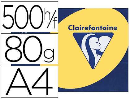 Papier couleur clairefontaine trophée multifonction a4 80g/m2 couleurs vives jonquille paquet 500 feuilles