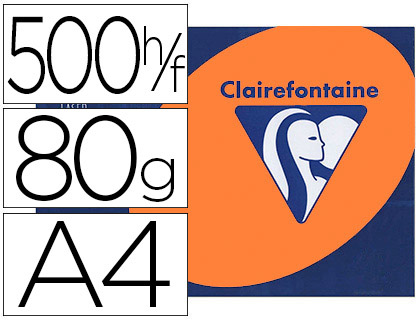 Papier couleur clairefontaine trophée multifonction a4 80g/m2 couleurs intenses orange vif paquet 500 feuilles