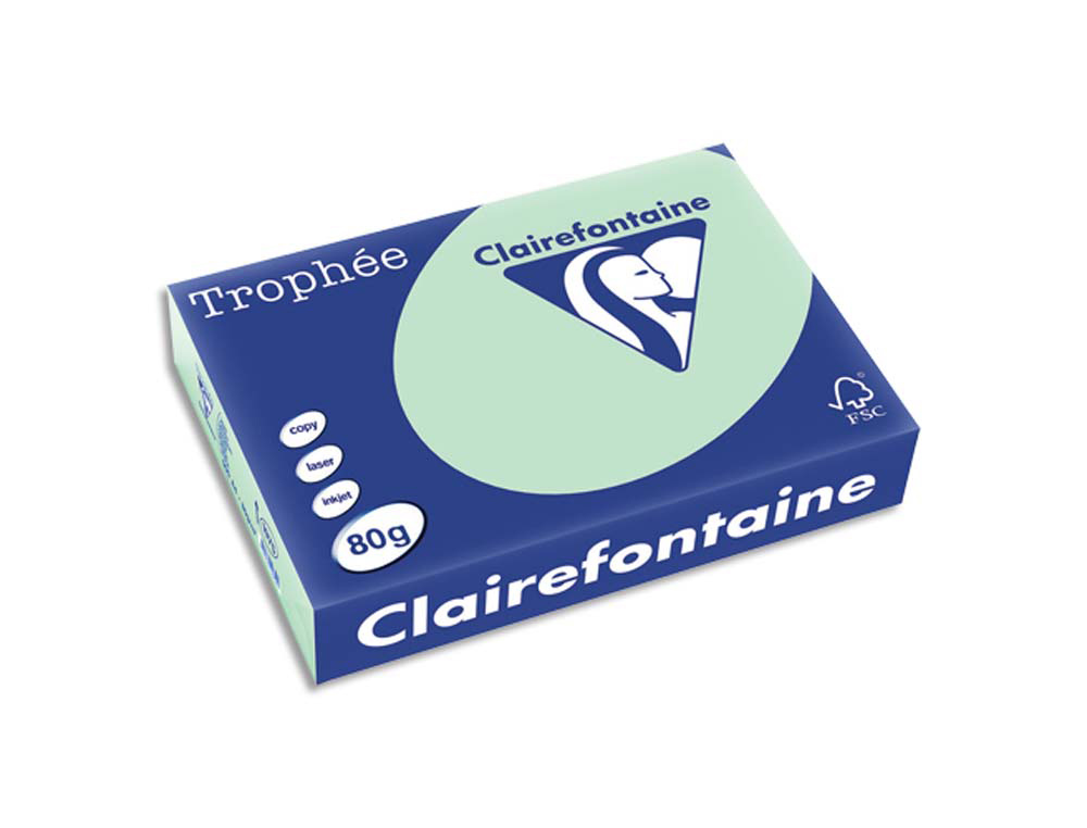 Papier couleur clairefontaine trophée multifonction a4 80g/m2 vert pastel paquet 500 feuilles