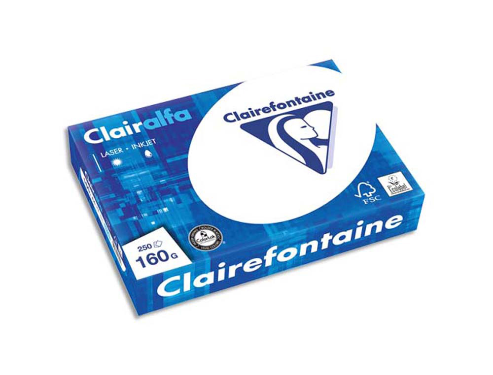 Papier clairefontaine clairalfa extra blanc a4 160g/m2 blancheur 170 opacité 93 rigidité 135 toucher satiné 250 feuilles