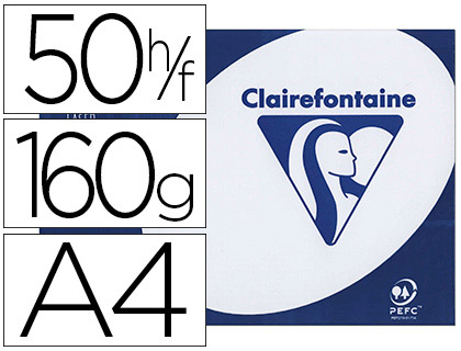 Papier clairefontaine clairalfa extra blanc a4 160g/m2 blancheur 170 opacité 93 rigidité 135 toucher satiné 50 feuilles