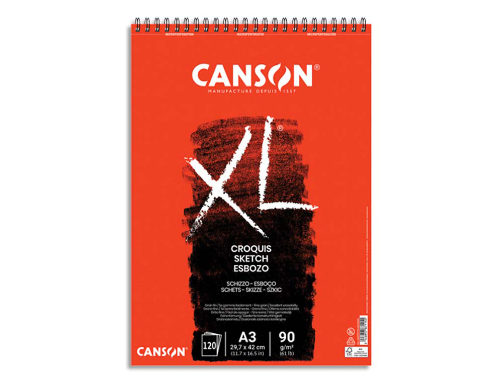 Bloc croquis canson xl spirale petit côté micro-perforations 90g a3 120f