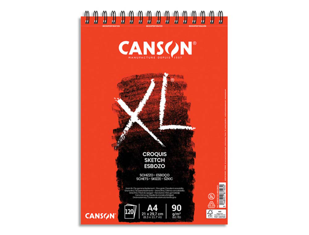 Bloc croquis canson xl spirale petit côté micro-perforations 90g a4 120f