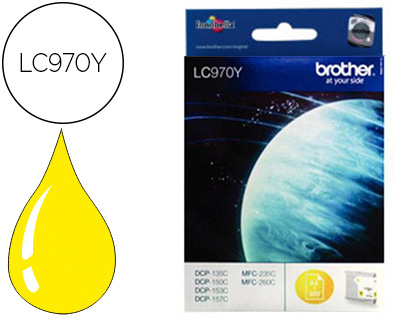 Cartouche d'encre original brother lc970y 300 p jaune