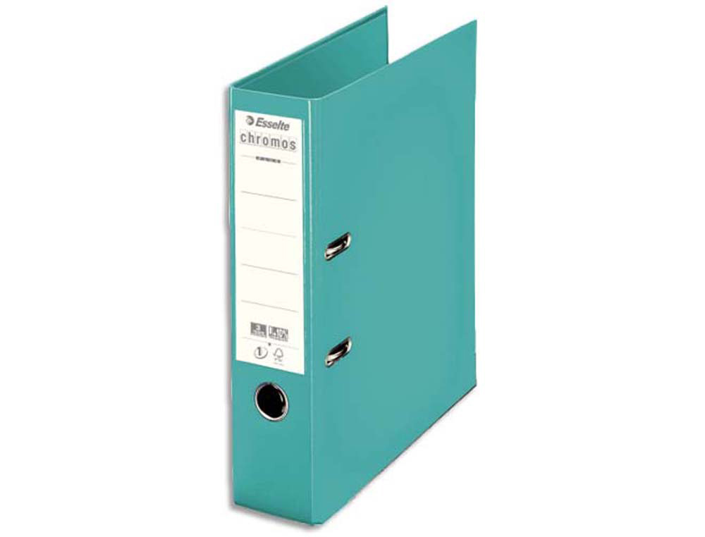 Classeur levier esselte chromos plus a4 polypropylène griffes blocage dos 80mm grand porte-étiquette coloris vert menthe