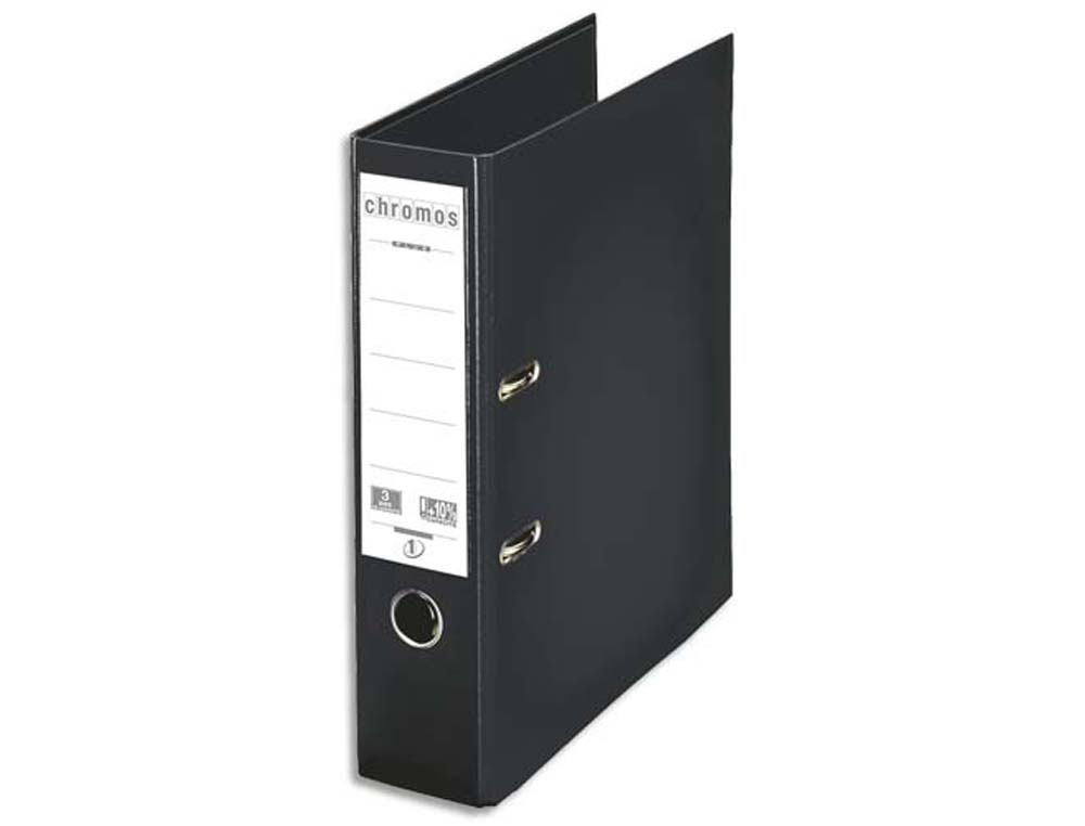 Classeur levier esselte chromos plus a4 polypropylène griffes blocage dos 80mm grand porte-étiquette coloris noir