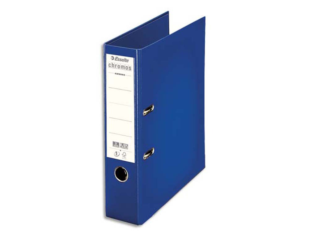Classeur levier esselte chromos plus a4 polypropylène griffes blocage dos 80mm grand porte-étiquette coloris bleu foncé