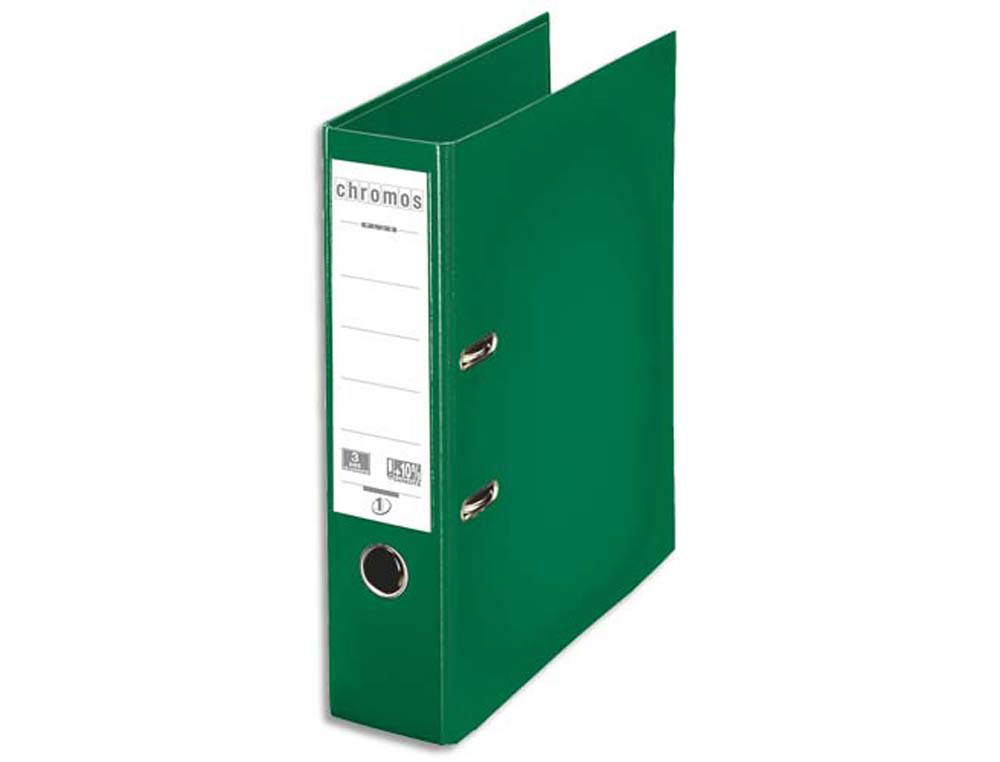 Classeur levier esselte chromos plus a4 polypropylène griffes blocage dos 80mm grand porte-étiquette coloris vert