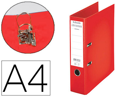 Classeur levier esselte chromos plus a4 polypropylène griffes blocage dos 80mm grand porte-étiquette coloris rouge
