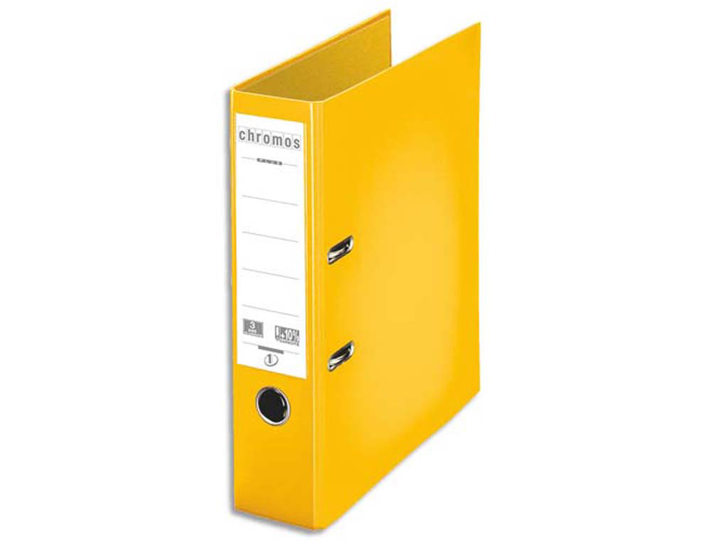 Classeur levier esselte chromos plus a4 polypropylène griffes blocage dos 80mm grand porte-étiquette coloris jaune
