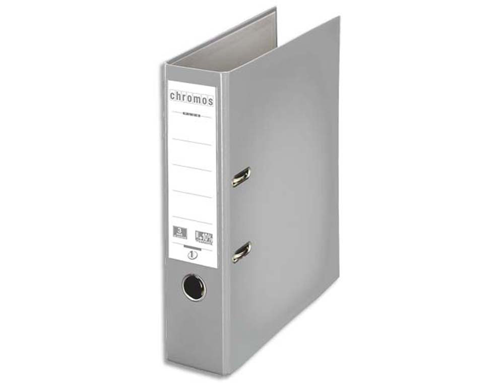 Classeur levier esselte chromos plus a4 polypropylène griffes blocage dos 80mm grand porte-étiquette coloris gris