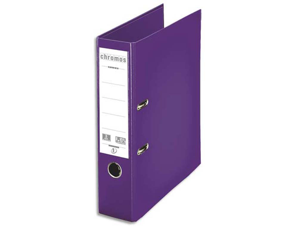 Classeur levier esselte chromos plus a4 polypropylène griffes blocage dos 80mm grand porte-étiquette coloris violet