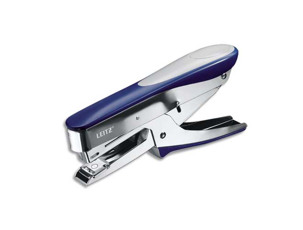 Pince à agrafer leitz 5548 77x36x184mm 30f agrafes n°24/6 et 26/6 coloris métal/bleu foncé