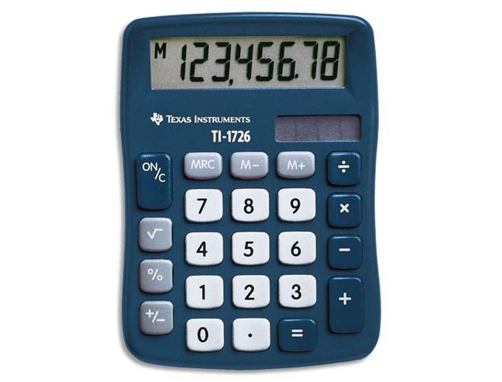 Calculatrice texas instruments bureau ti-1726 mémoire racine carrée pourcentage mémoire solaire/pile 114x83x20mm 61g