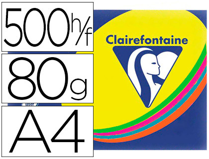 Papier couleur clairefontaine trophée multifonction a4 80g/m2 couleurs assorties intenses paquet 500 feuilles