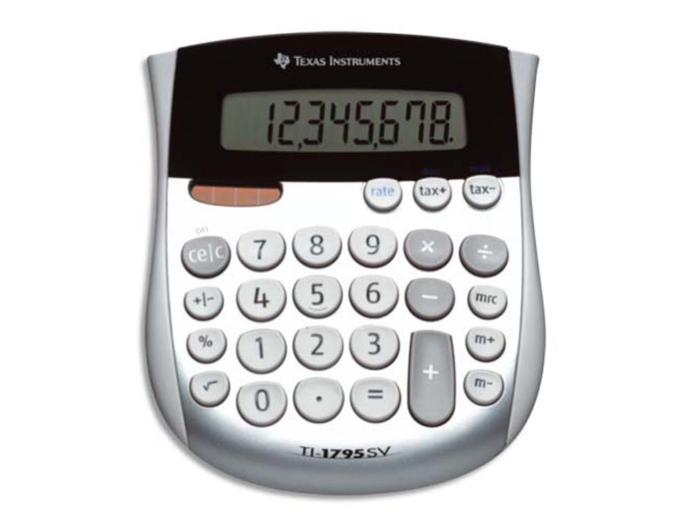 Calculatrice texas instruments bureau ti-1795sv addition soustraction mémoire pile solaire 140x121x26mm 110g