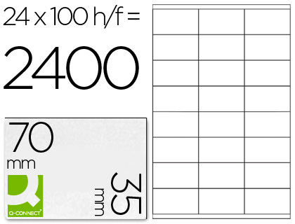 Étiquette adhésive q-connect 70x35mm coins droits imprimante jet d'encre laser copieur boîte 100 feuilles 2400 unités