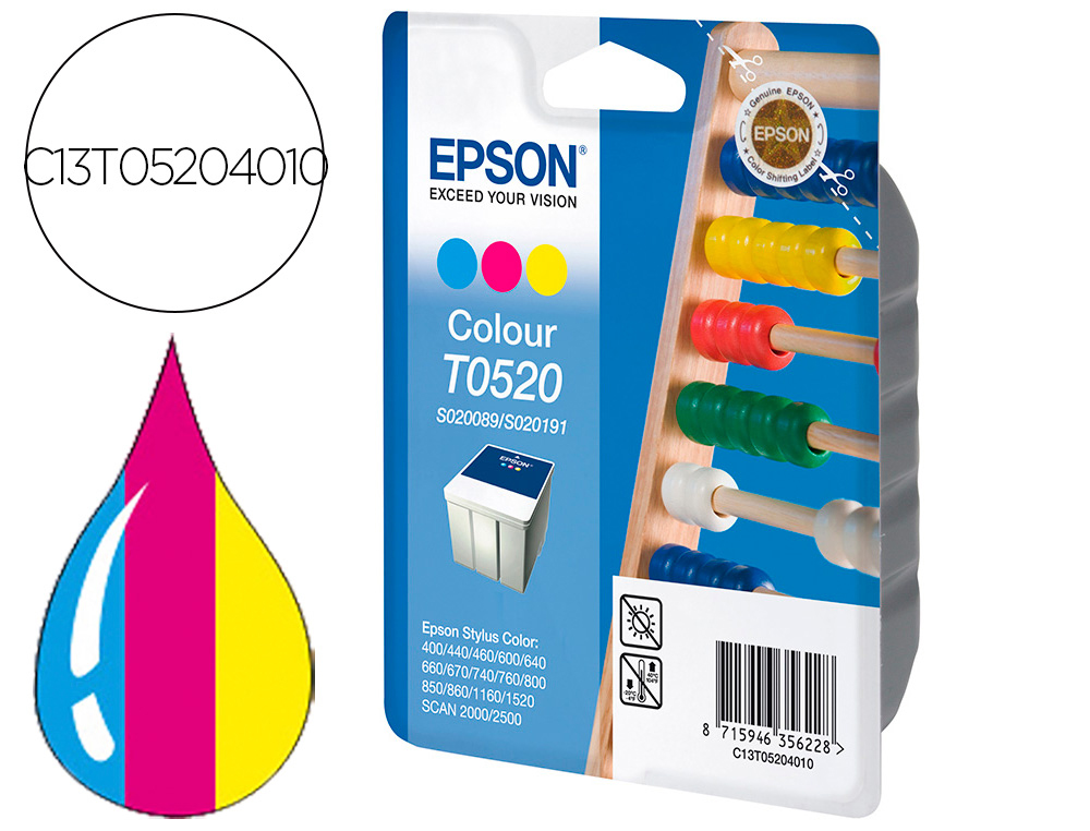 Cartouche d'encre original epson c13t05204010 300 p cyan/magenta/jaune pack 3 couleur