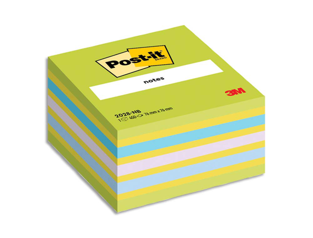 Bloc-notes post-it cube rêve intense 76x76mm 450f coloris néon bleu/vert