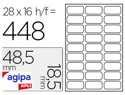 Étiquette adhésive apli agipa multi-usage 48.5x30mm laser jet d'encre formats paramétrés étui a5 256 unités