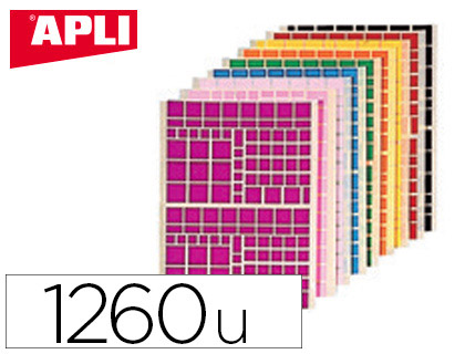 Gommette géométrique apli agipa carrée coloris assortis pochette 10f 1260 unités