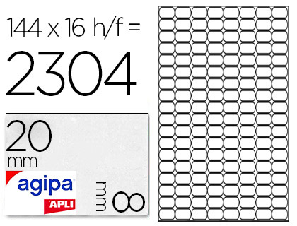 Étiquette adhésive apli agipa multi-usage 8x20mm laser jet d'encre formats paramétrés étui a5 2304 unités