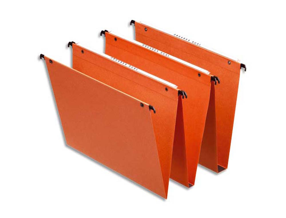 Dossier suspendu esselte dual kraft orange 220g a4 tiroir entraxe 330mm h245mm fond 15mm volet d'agrafage boîte 25unités