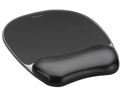 Tapis souris fellowes repose-poignet gamme gel noir grand confort facilement nettoyable