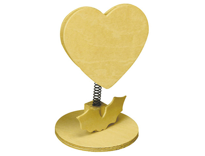 Clip mémo fantaisie bois sur ressort forme coeur 12.5cm