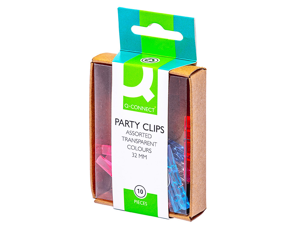 Pince à linge q-connect mini 32mm coloris assortis boîte distributrice 10 unités
