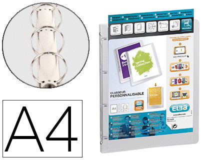 Classeur personnalisable oxford polyvision 4 anneaux 20mm polypropylène dos 30mm 150f pochette cristal incolore