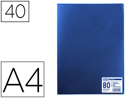 Protège-documents elba memphis polypropylène couverture semi-rigide 40 pochettes 80 vues a4 210x297mm coloris bleu
