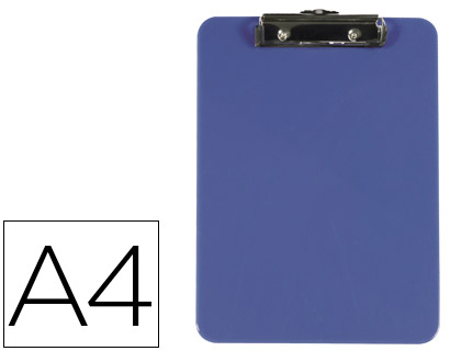 Porte-bloc q-connect plastique rigide épaisseur 2,5mm  210x297mm a4 pince métallique coloris bleu