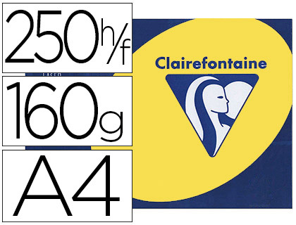 Papier couleur clairefontaine trophée multifonction a4 160g/m2 couleurs intenses jaune soleil paquet 250 feuillles
