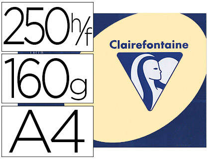 Papier couleur clairefontaine trophée multifonction a4 160g/m2 jaune canari paquet 250 feuilles