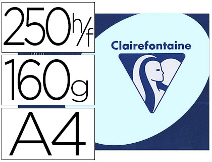 Papier couleur clairefontaine trophée multifonction a4 160g/m2 bleu pastel paquet 250 feuilles