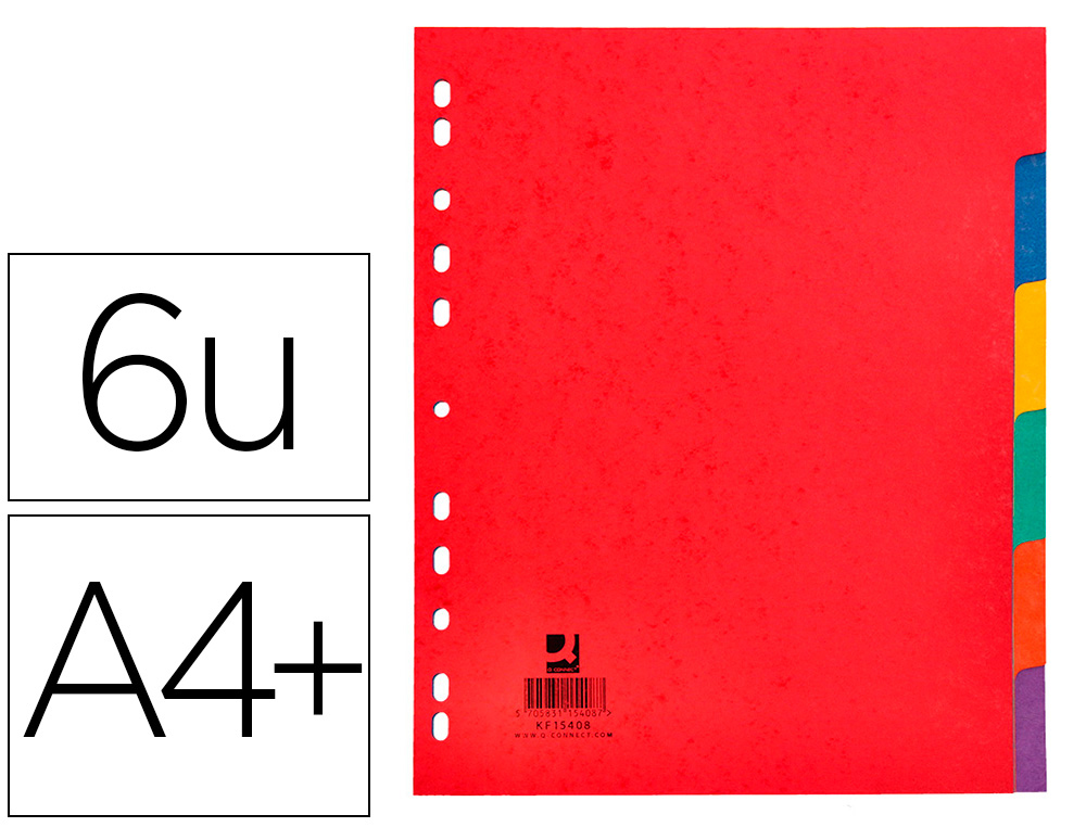 Intercalaire q-connect carte lustrée 225g 6 positions a4+ 212x310mm